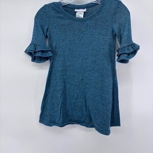 Bonnie Jean Dress Girls Size 6X Blue Ruffle Sleeve Knit Casual